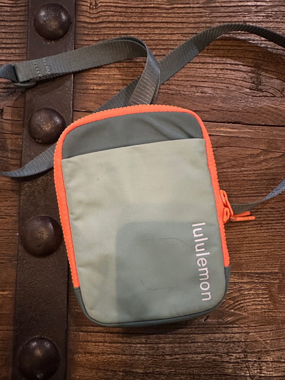 lululemon athletica Gray Crossbody Pouch with Orange Trim